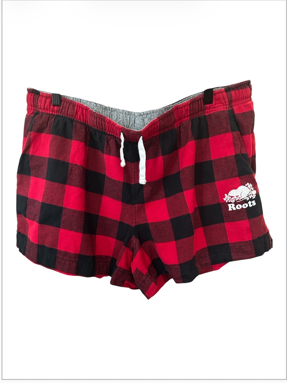 Roots Red Black Buffalo Plaid Flannel Pajama Shorts Size XL